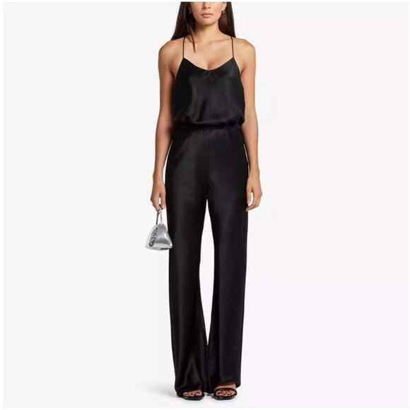 NWT Jason Wu Satin Wide Leg Pant in Black Size 4 - Picture 1 of 13